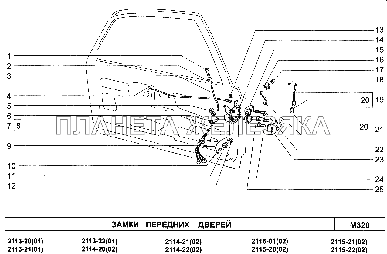 Замки передних дверей ВАЗ-2114